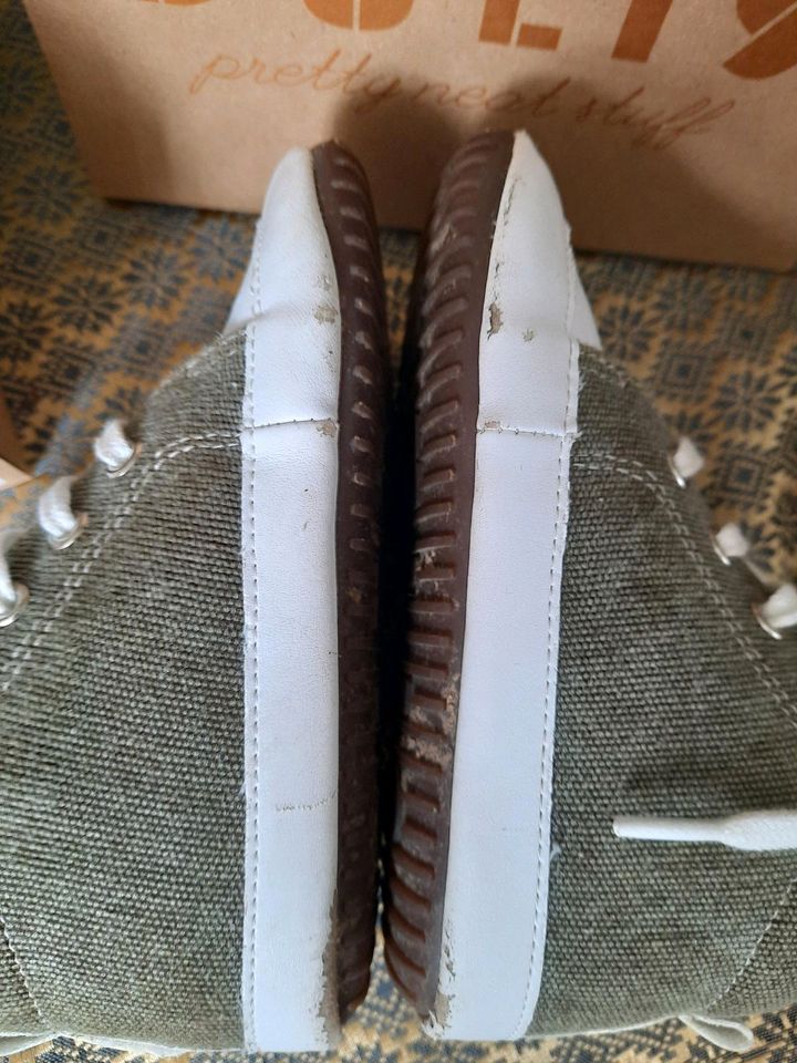 Dulis Krabbelschuhe Barfußschuhe Canvas Öko Leder 24 khaki in Rimbach