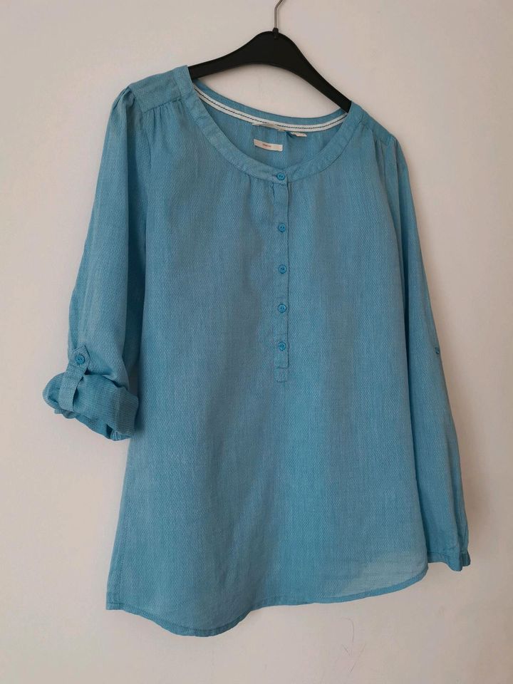 Esprit Essential Bluse Tunika Ärmel zum Hochkrempeln türkis Gr 36 in Niedermohr