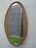 Franz. Mid-Century Wandspiegel OVAL Peddigrohr 88x46cm 1950er Baden-Württemberg - Langenargen Vorschau