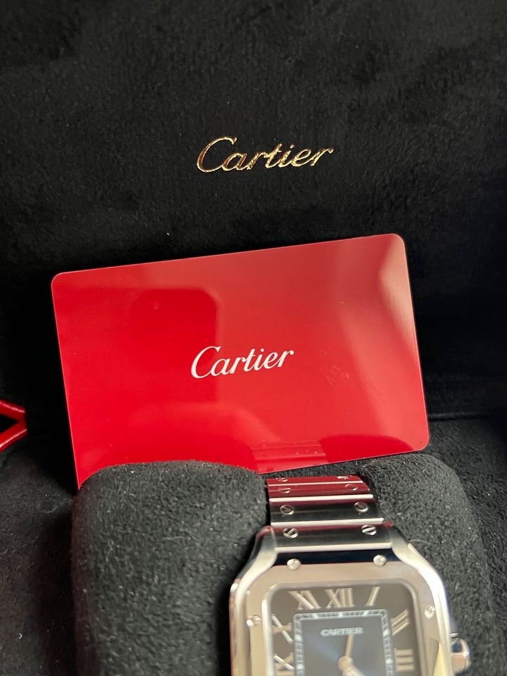 Cartier Santos neu Blau mit deutscher Erstkaufrechnung in Mutlangen