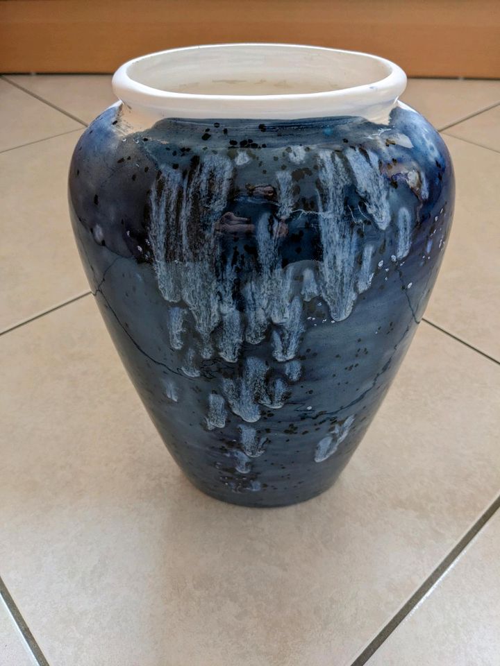 Große Deko Vase Handmade getöpfert blau glasiert 28 cm in Werl