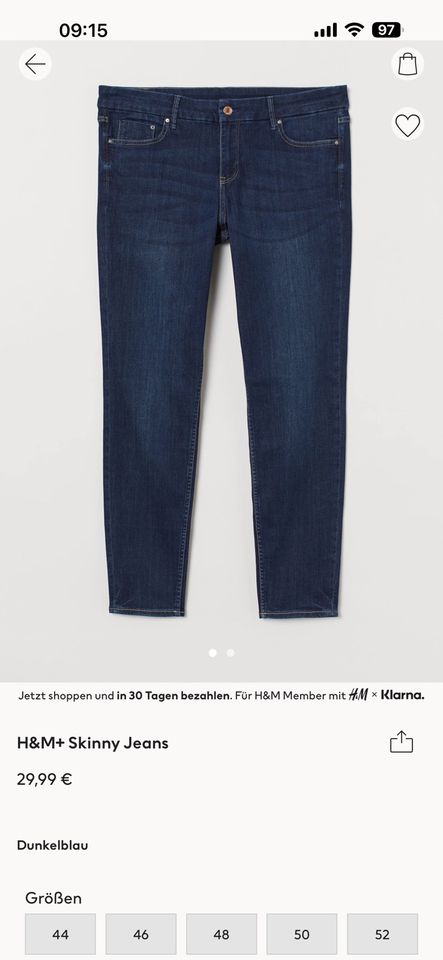 H&M Damen + Denim Skinny Jeans 56 3XL neu mit Etikett in Pulheim