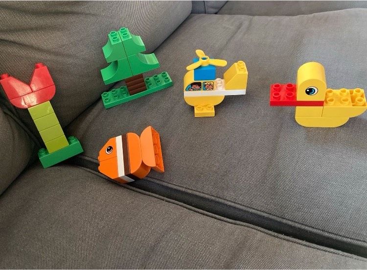 Lego Duplo, Legoplatte, Müllabfuhr, Hubschrauber, Tiere in München