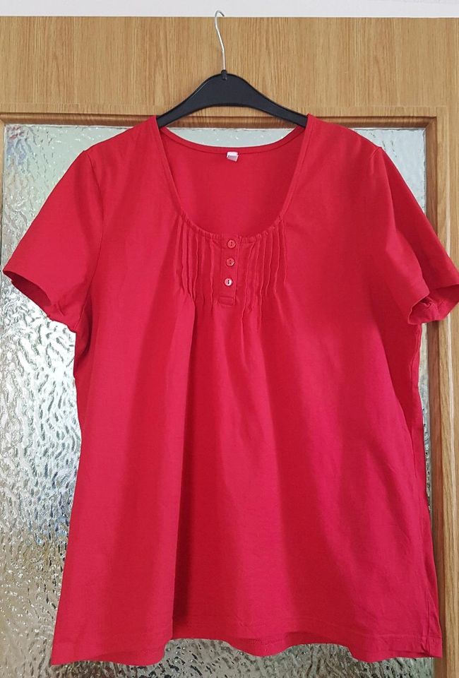 Shirt, Sheego, Größe 44/46, rot, Baumwolle, sehr guter Zustand in Ilmenau