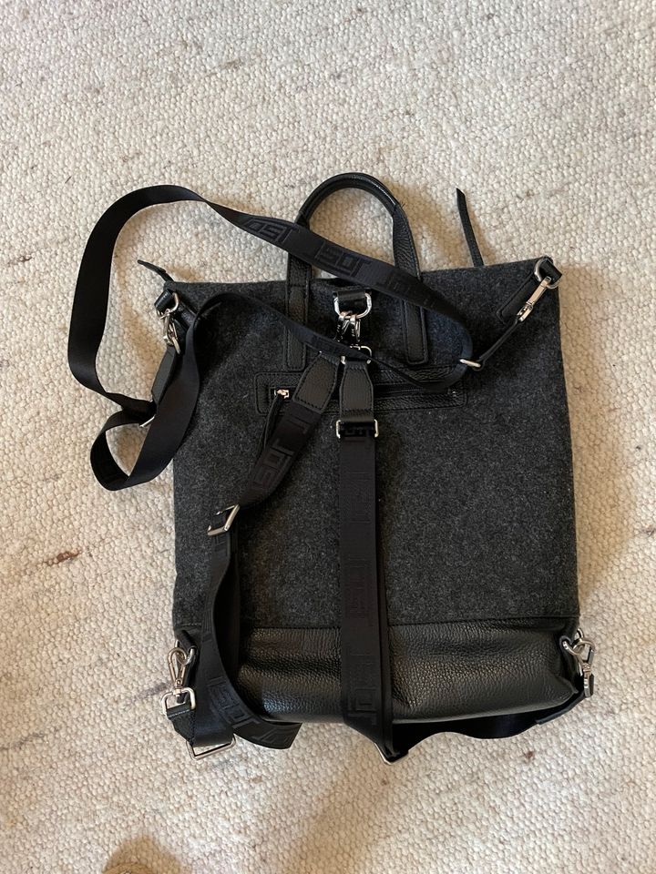 Jost Business Tasche Rucksack Leder Wolle Farum Grau Schwarz neuw in Bamberg