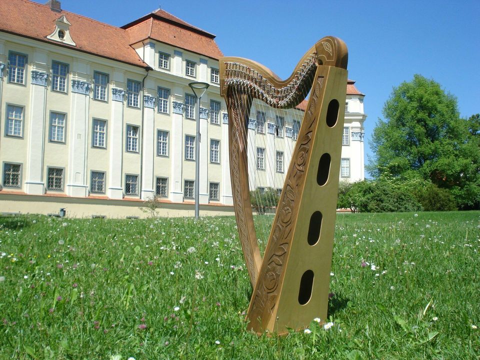 Unsere Region Harfe 29 Saiten Walnuss + Füße + Tasche + Zubehör in Horgenzell