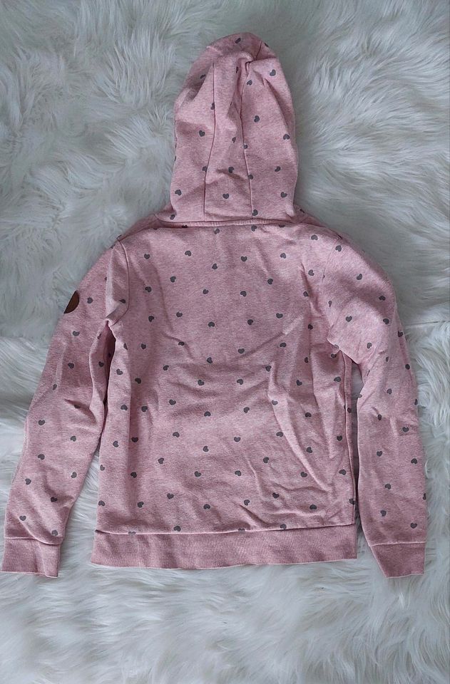 Pullover Hoodie rosa rosé mit Herzen 158/164 in Eschwege