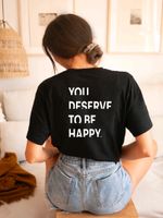 Damen Shirt Damenshirt schwarz weiß S M L YOU DESERVE TO BE HAPPY Brandenburg - Rehfelde Vorschau