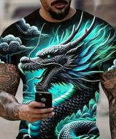Herren T-Shirt mit 3D Drachendruck Neu Bayern - Kötz Vorschau
