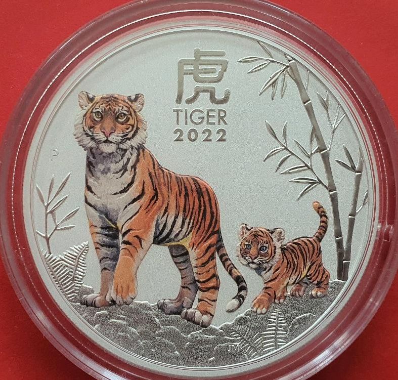 Lunar III Tiger 5 oz Unzen Silbermünze GRATIS VERSAND Farbe color in Bietigheim-Bissingen