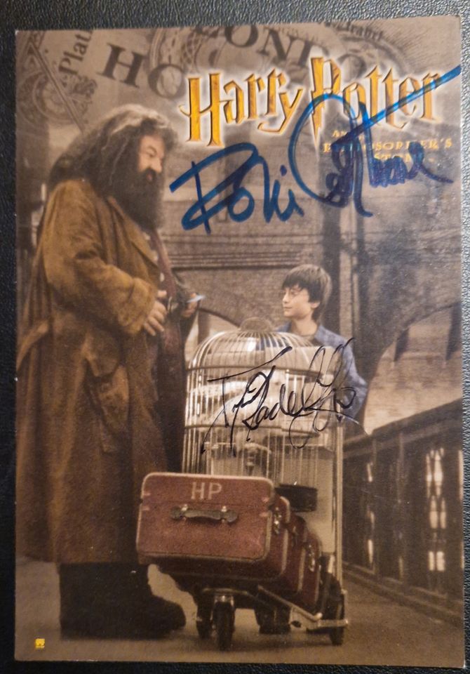 Autogramm Robi Coltrane und Daniel Radcliffe Autogrammkarte in Berlin