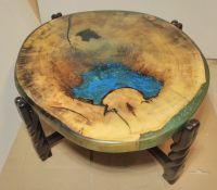 Epoxy-Tisch rund Pappel-Massivholz Seilhieb CoffeeTable Baden-Württemberg - Zaisenhausen Vorschau