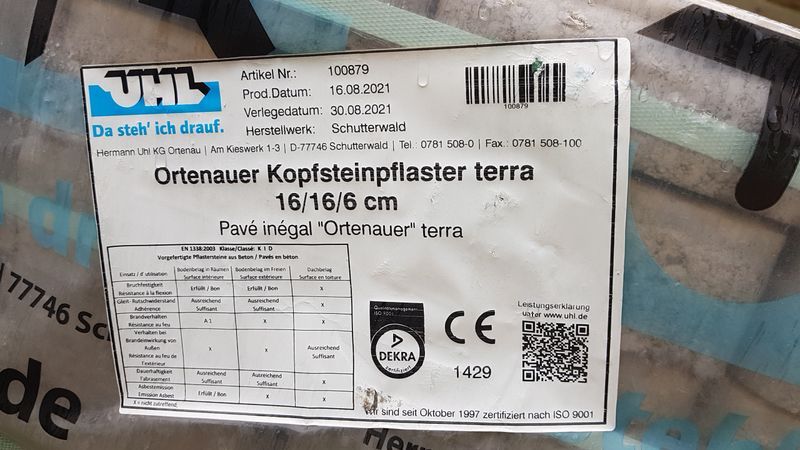 Verkaufen Ortenauer Kopfsteinpflaster terra - NEU - nur noch 2qm in Offenburg