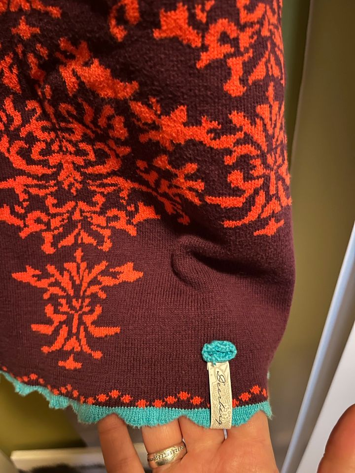 Deerberg Strickmantel Strickjacke Jaquard braun orange Türkis M in Malchow