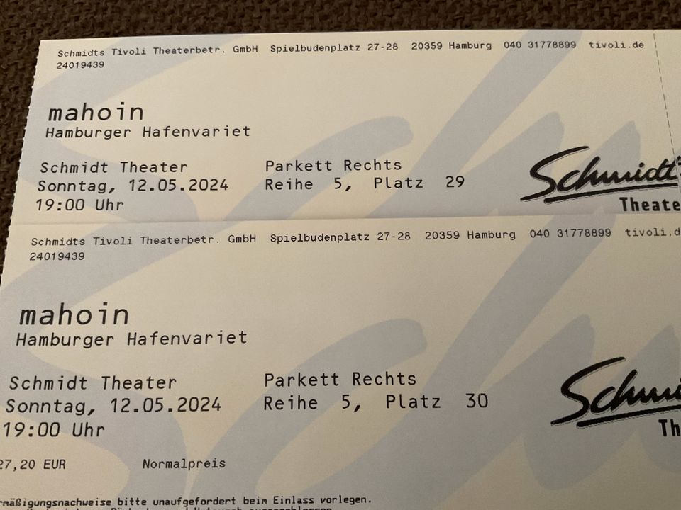 2 Tickets mahoin Schmidt Theater 12.05.2024 19:00 Uhr Hamburg in Bönen