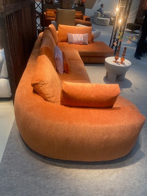 Eckcouch, Ecksofa Loungeecke, abgerundet, B 426 cm, Stoff terrakotta, orange, NEU in Ronneburg