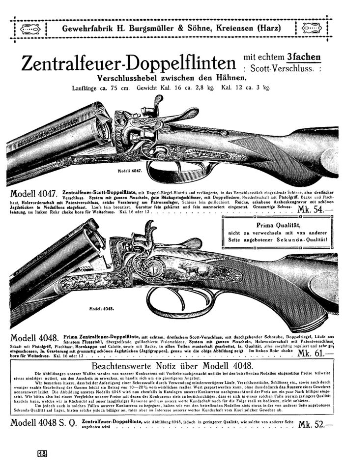 Waffenkatalog 1910 Burgsmüller Waffen Gewehre Historisch 18€* in Obermarchtal