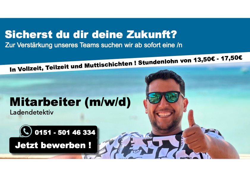 ⭕️ Ladendetektiv & Doorman GESUCHT! Top Gehalt + IPHONE § 34a - Security für Berlin - Neuer Job ⭕️ in Berlin