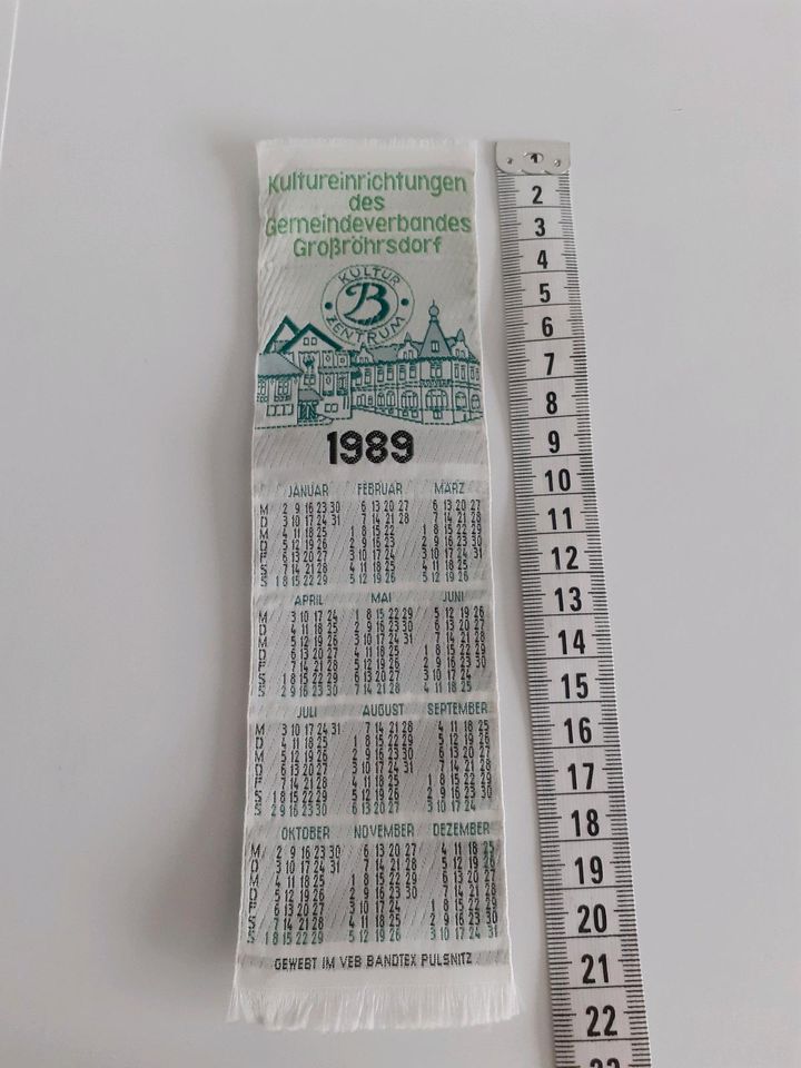 Gewebter Stoffkalender 1989 Kultur Zentrum in Bischofswerda