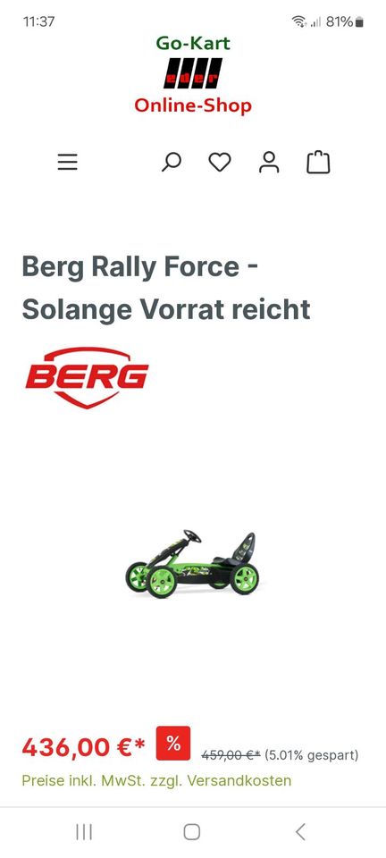 Berg Gokart Rally Force BFR in Blomberg