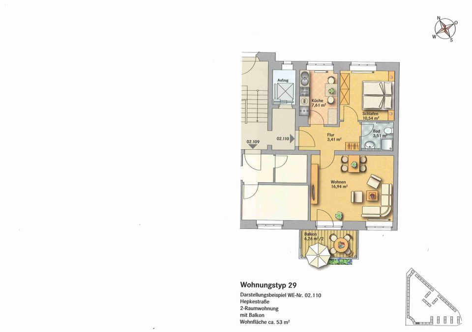 2024-04 Gepflegte und schön geschnittene 2-Raum-Wohnung mit EBK und Balkon in Dresden-Seidnitz zu verkaufen in Dresden