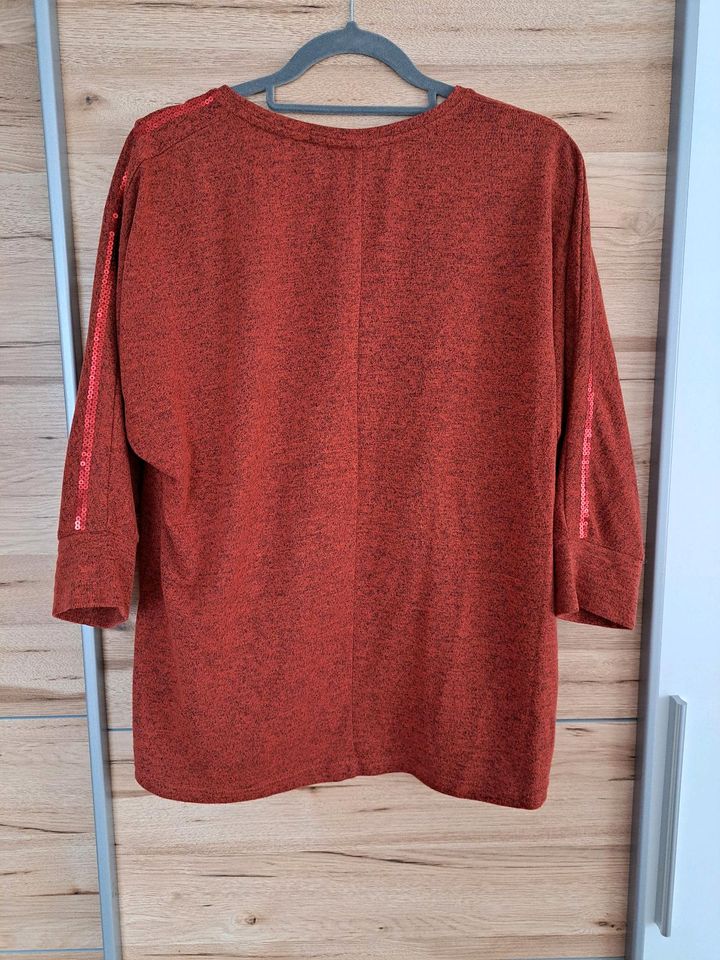 Pullover rot braun Pailletten Damen Laura Torelli M in Oberbergkirchen