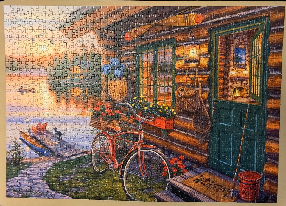 1000 Teile Puzzle, Am See mit Fahrrad, Schmidt in Dormagen