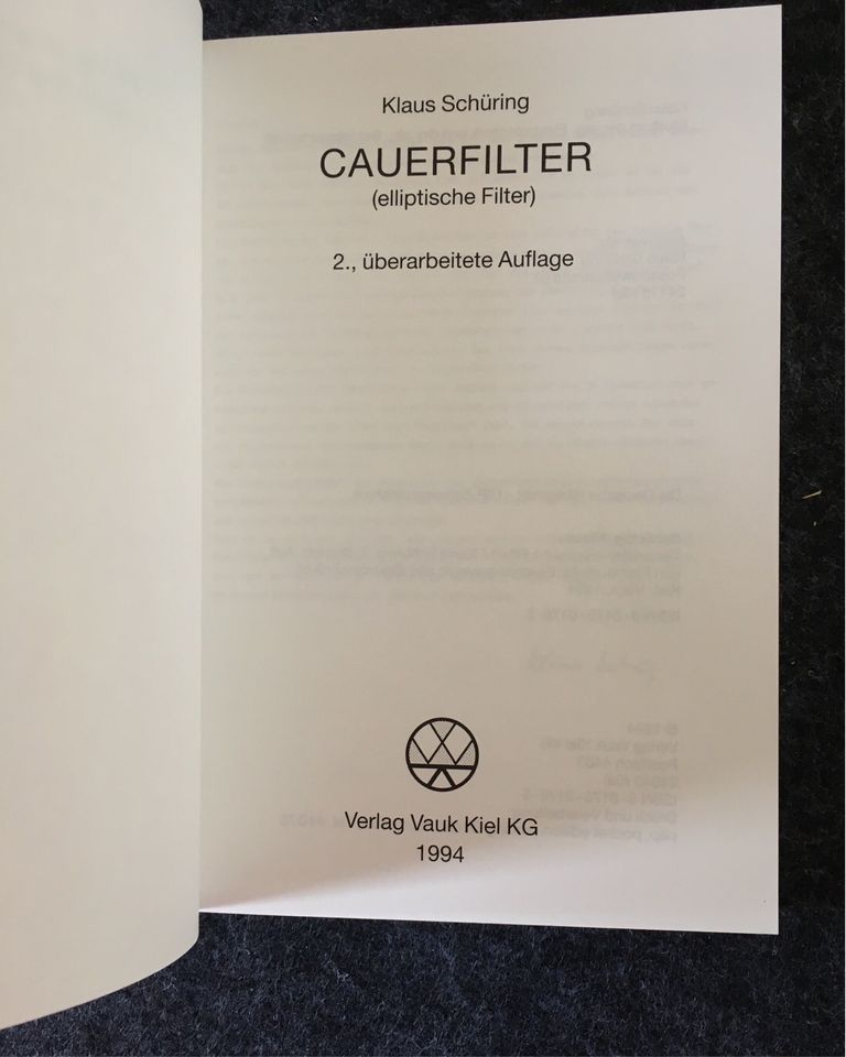 Elektrotechnik,CAUERFILTER. Klaus Schüring inkl.Versand in Tettenweis