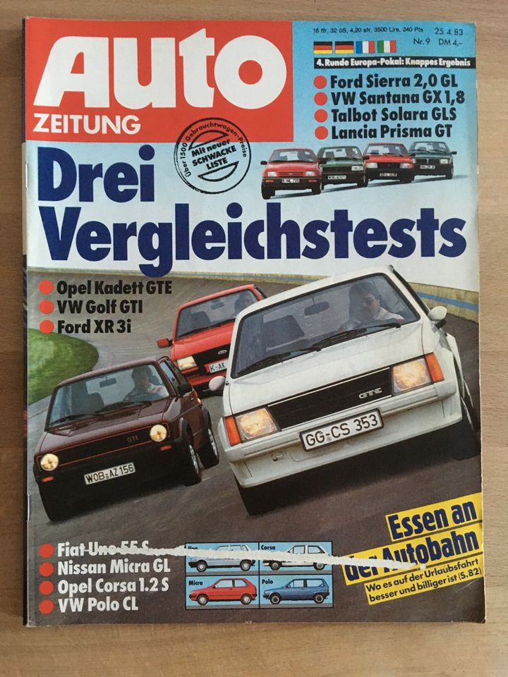 Auto Zeitung Zeitschrift Nr.9 25.04.83 GTE GTI XR3i VW Opel Ford in Kall