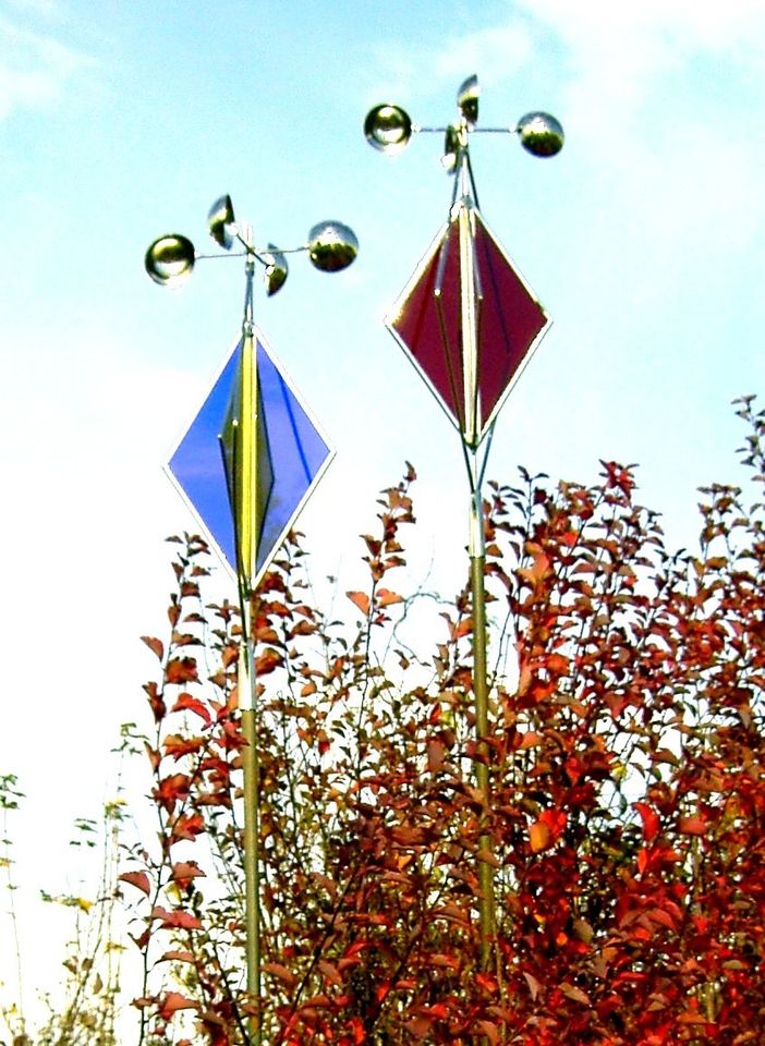 Windspiel, Windrad massiv Kupfer, Glaseinsatz Janus in Parkstein