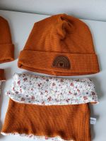 Mütze Loops Blumen Orange braun Zwillinge handmade KU 49 50 51 Bayern - Rimpar Vorschau