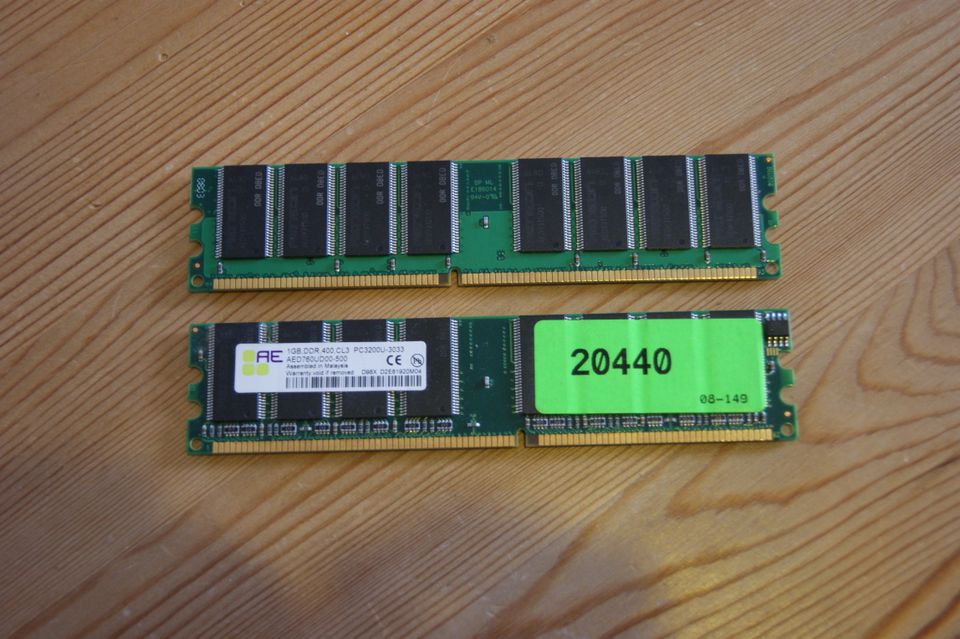 2 x 1 GB DDR RAM/ Arbeitsspeicher, Aeneon in Aachen