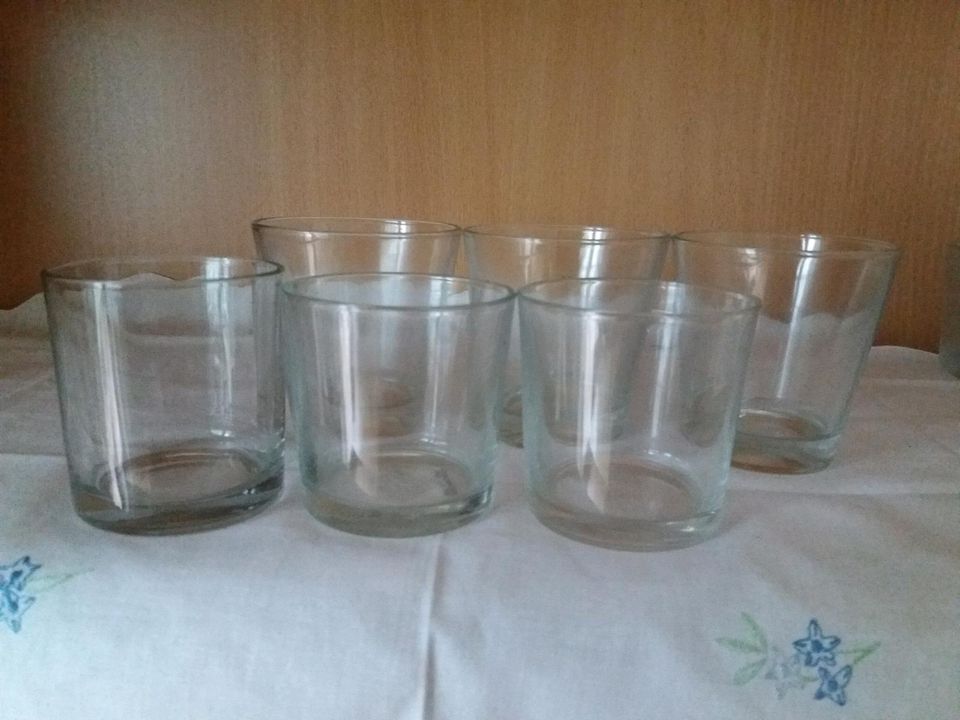 Sechs Trinkgläser, Glas transparent zweimal drei in Herzberg am Harz