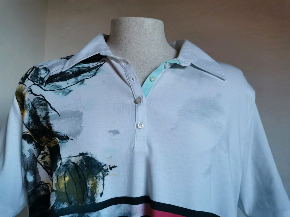 Fabiani Poloshirt T-Shirt Baumwolle weiß gestreift Gr. 46 in Buxtehude
