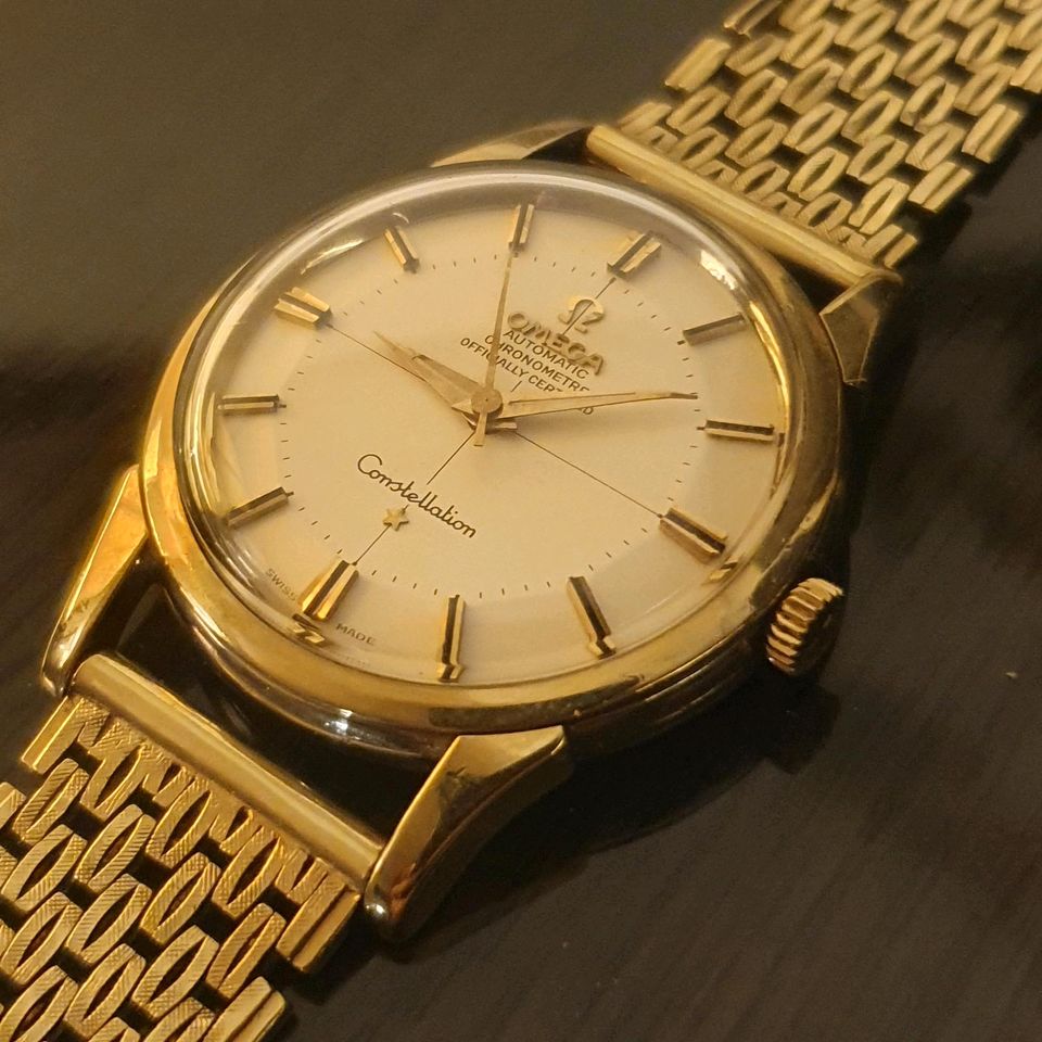 Omega Constellation PiePan automatic Herren Armbanduhr Gold Stahl in Bremen