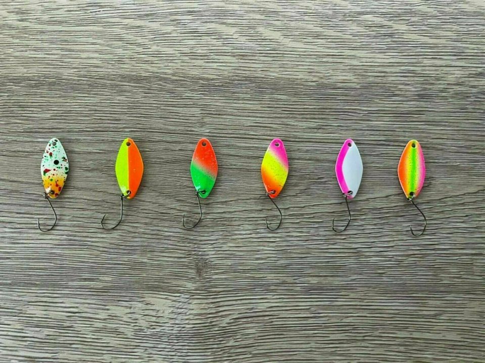 6er Forellenblinker Set, 1,8g, Japanblinker, Spoon, UV + Glow in Neumünster