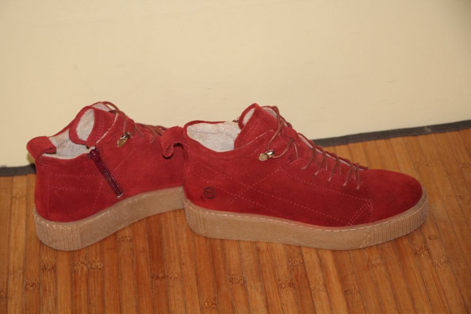 WIE NEU Plateau Boots Sneaker TAMARIS Gr. 39 Leder weinrot in Jork