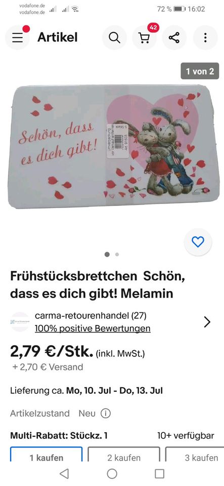 Schön dass es dich gibt Frühstücksbrettchen in Annahütte