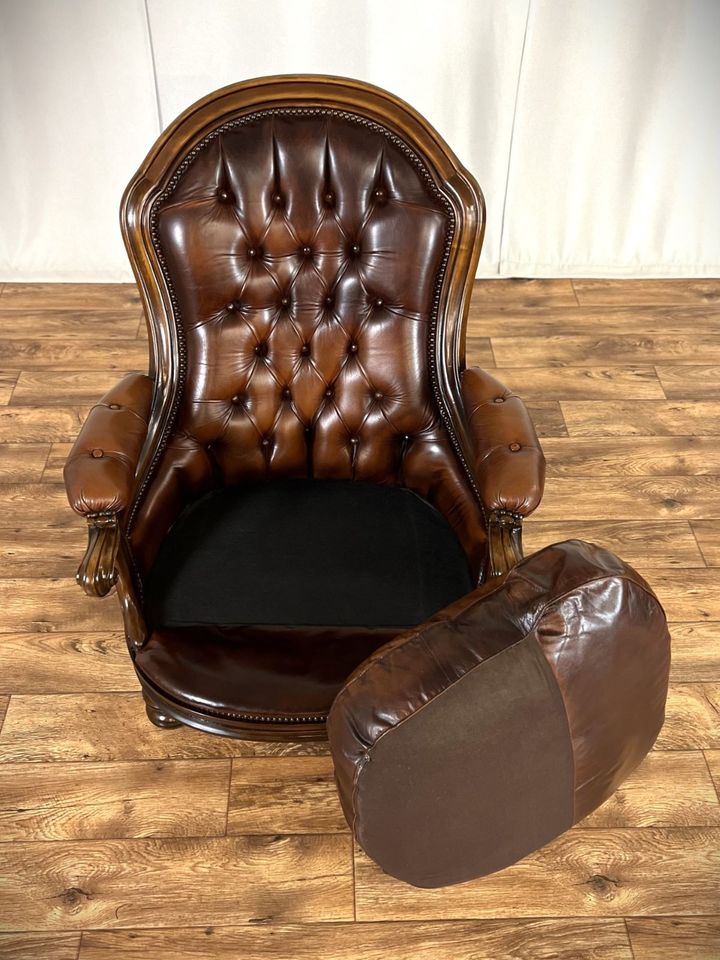 Chesterfield Ledersessel Vintage Sessel Barock Court Chair in Hüllhorst