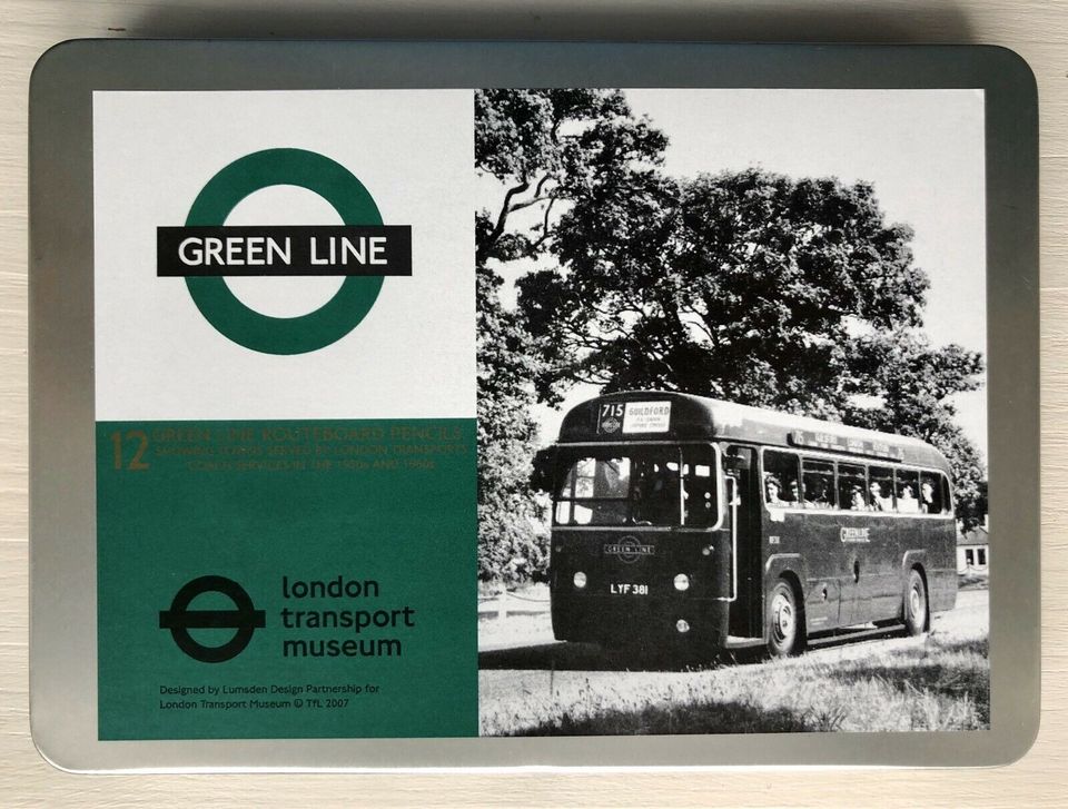 London Transport Museum Green Line 12 BleiStifte mit Streckenplan in Langenneufnach