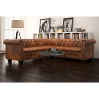 Chesterfield Ecksofa 5-Sitzer Kunstleder Braun Hessen - Helsa Vorschau