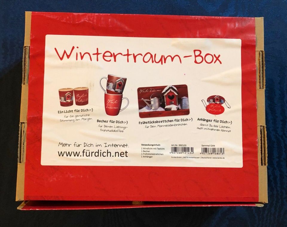 Winter–Box: Kaffeebecher, Teelicht, Frühstücksbrett / Neu / OVP in Böhl-Iggelheim