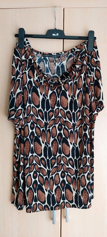 Damen T-Shirt mit Wasserfallausschnitt Gr. XL Leopardenmuster in Liebenwalde