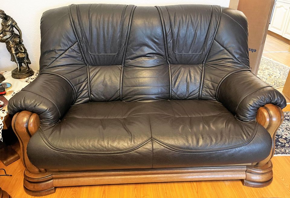 Couch Couchgarnitur Leder braun 2 und 3 Sitzer, Vollleder, massiv in Herne