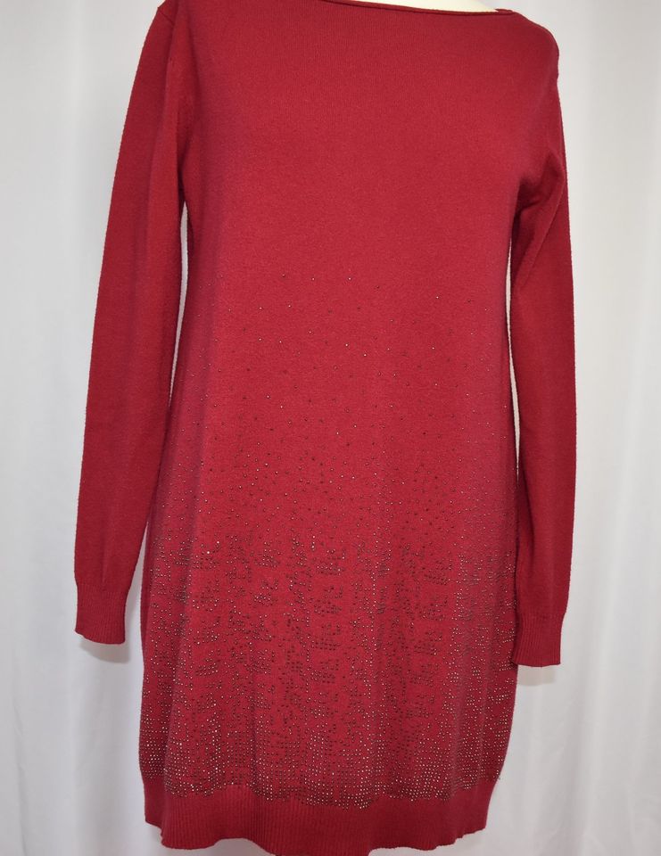 Damen Pullover mit Pailletten Glitzersteinen Rot Gr. 38/40 in Herleshausen