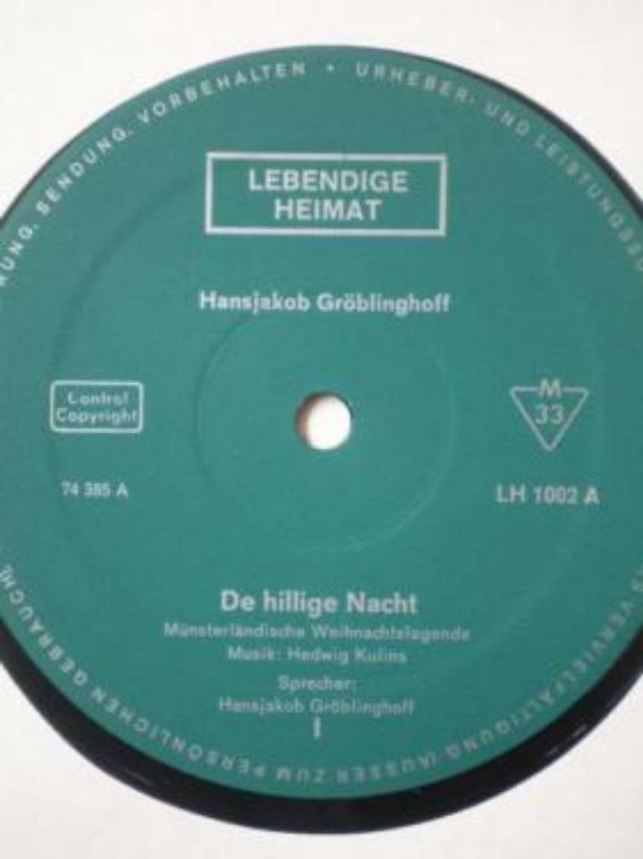 De Hillige Nacht - Weihnachten in Westfalen WDR Hörspiel 1959 LP in Angelmodde