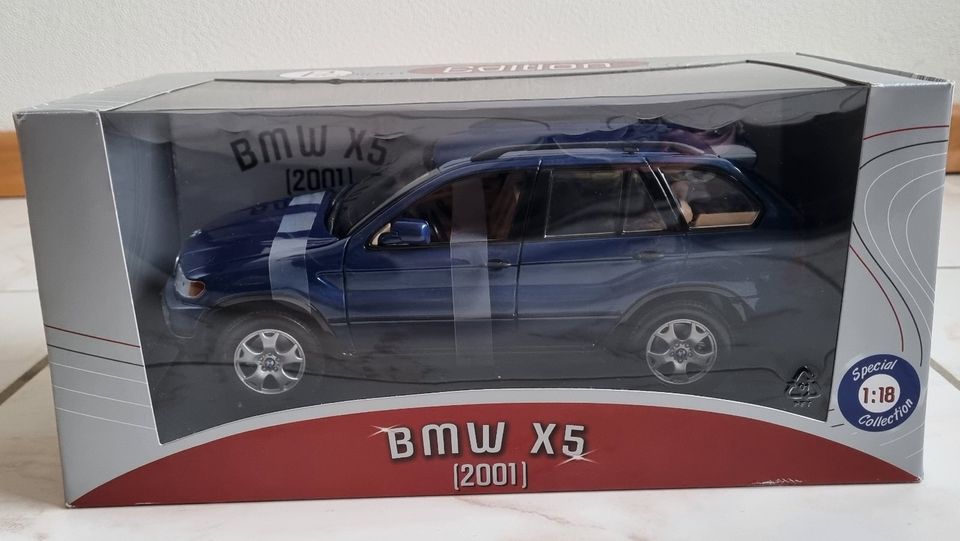 Modellauto BMW X5 (2001) 1:18 blaumetallic in Buesum