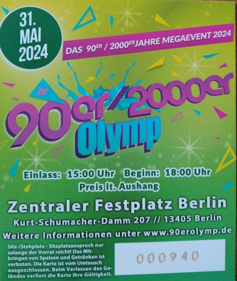 Ticket 90er / 2000er Olymp Berlin am 31.05. auf dem Kutschi in Falkensee