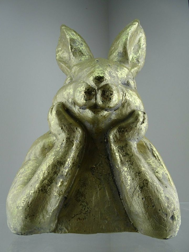 Süsses Hasen Mädchen Osterhase Figur Goldfarbig groß Neuware in Wiesbaden