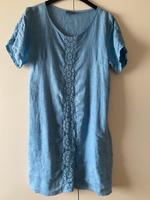 Kleid aus Leinen Gr. 40 hellblau mit Spitze Hessen - Korbach Vorschau